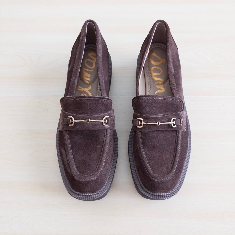 Sam Edelman Womens Lea Suede Loafer 8.5 Brown Lug Sole Horsebit Preppy Academia - Picture 3 of 9